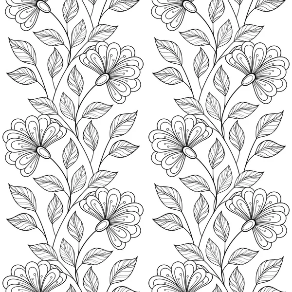 Patrón floral monocromo abstracto sin costuras — Archivo Imágenes Vectoriales