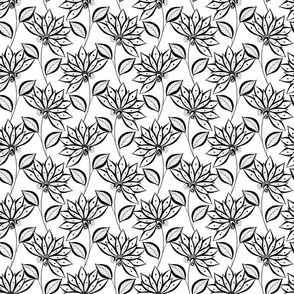 Monochrome, motif fleurs abstraites — Image vectorielle