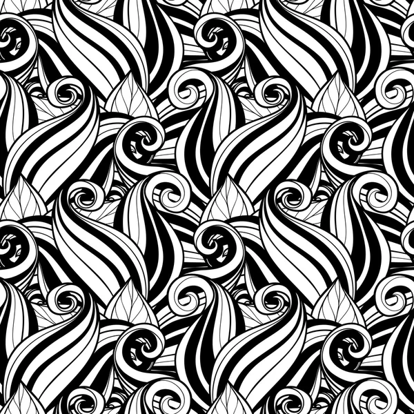 원활한 추상 흑백 꽃 패턴 — 스톡 벡터
