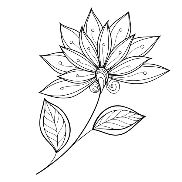 Belle fleur de contour monochrome — Image vectorielle