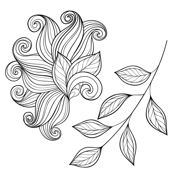 Ensemble de feuilles de contour monochromes — Image vectorielle