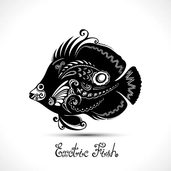 Exotiska fiskar. Mönstrade havet logotyp — Stock vektor