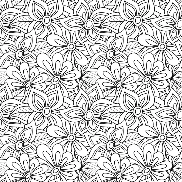 Seamless monochrome foral pattern — Stock Vector