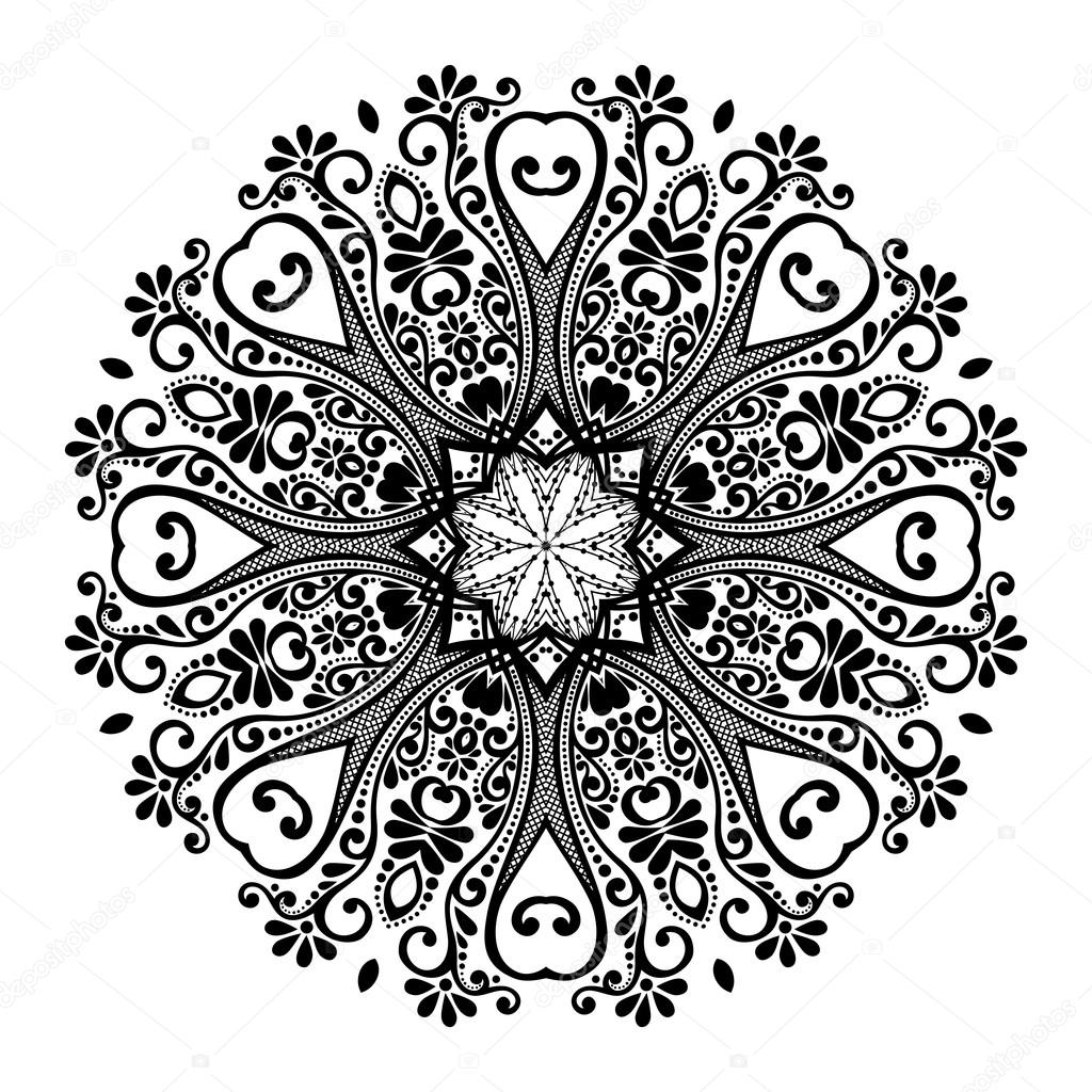 Vector beautiful Monochrome abstract mandala,patterned design, ethnic amulet