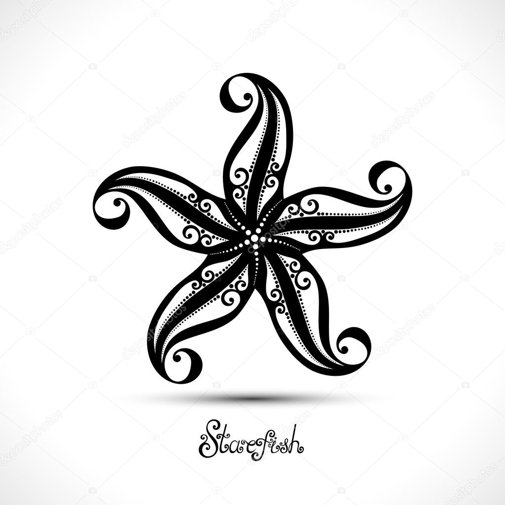 Vector monochrome abstract starfish. Sea Logo .