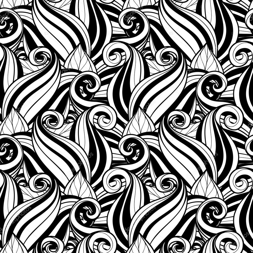 Seamless Abstract monochrome floral Pattern
