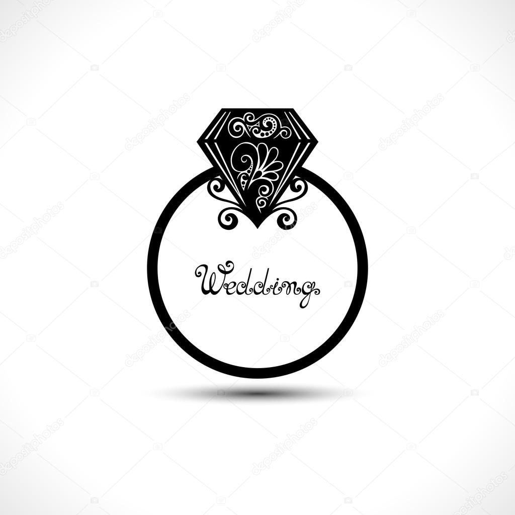 Vector Wedding Ring with Diamond. Will You Marry Me Ring