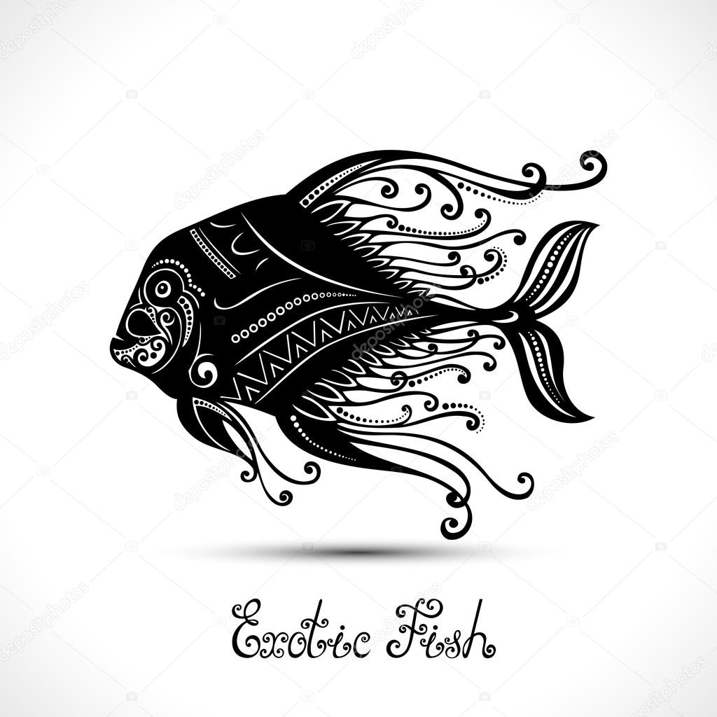 Vector exotic fish. Patterned sea logo. Decorative design