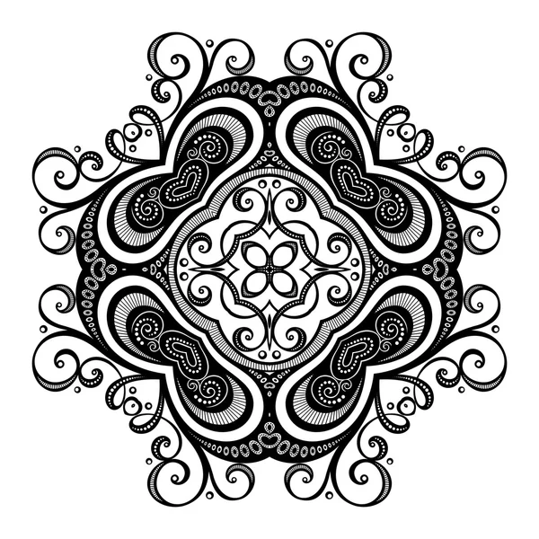 Hermoso Deco Mandala Negro — Vector de stock