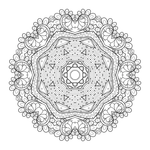 Bellissimo Deco Mandala nero — Vettoriale Stock