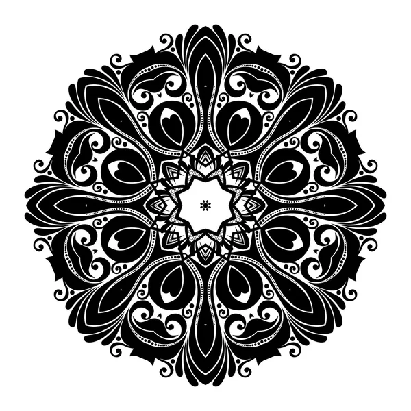 Güzel Deco siyah Mandala — Stok Vektör