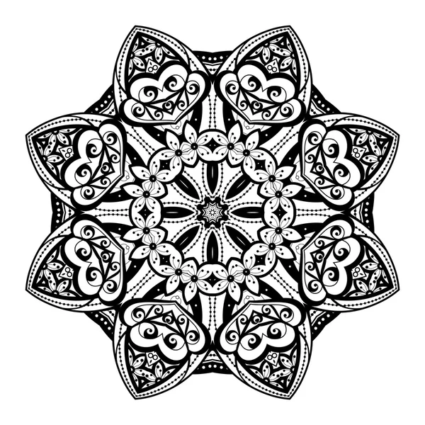 Hermoso Deco Mandala Negro — Archivo Imágenes Vectoriales