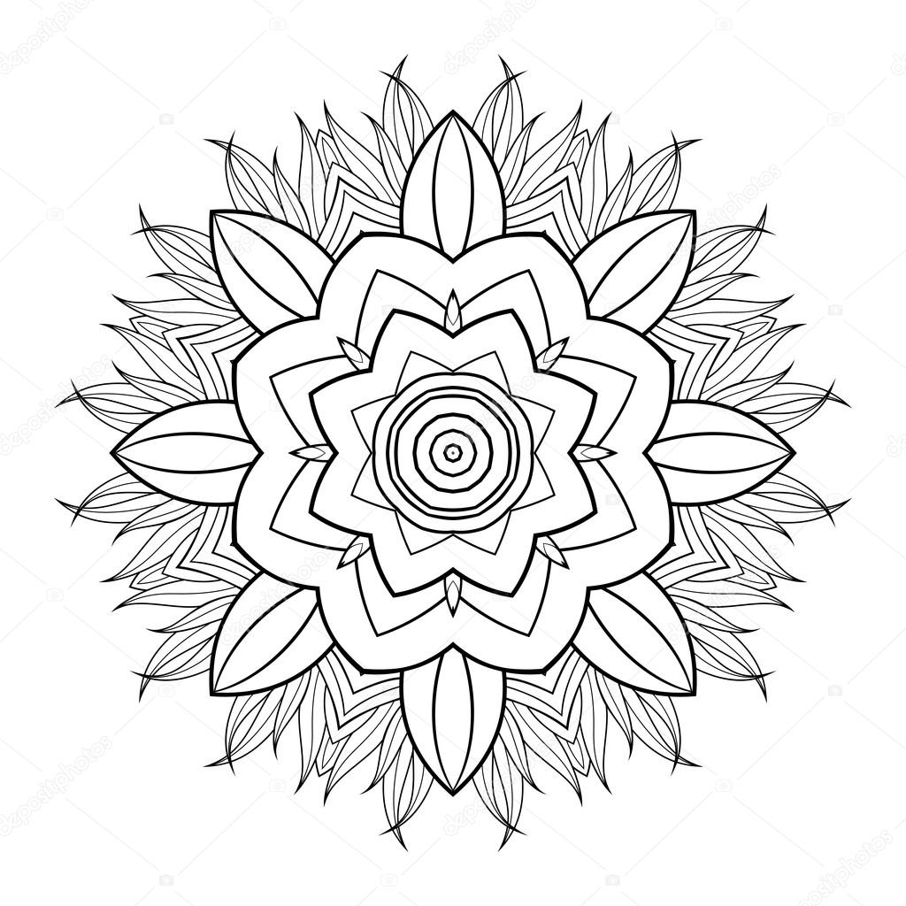 Vector Beautiful Deco Black Mandala, Patterned Design Elemet, Ethnic Amulet