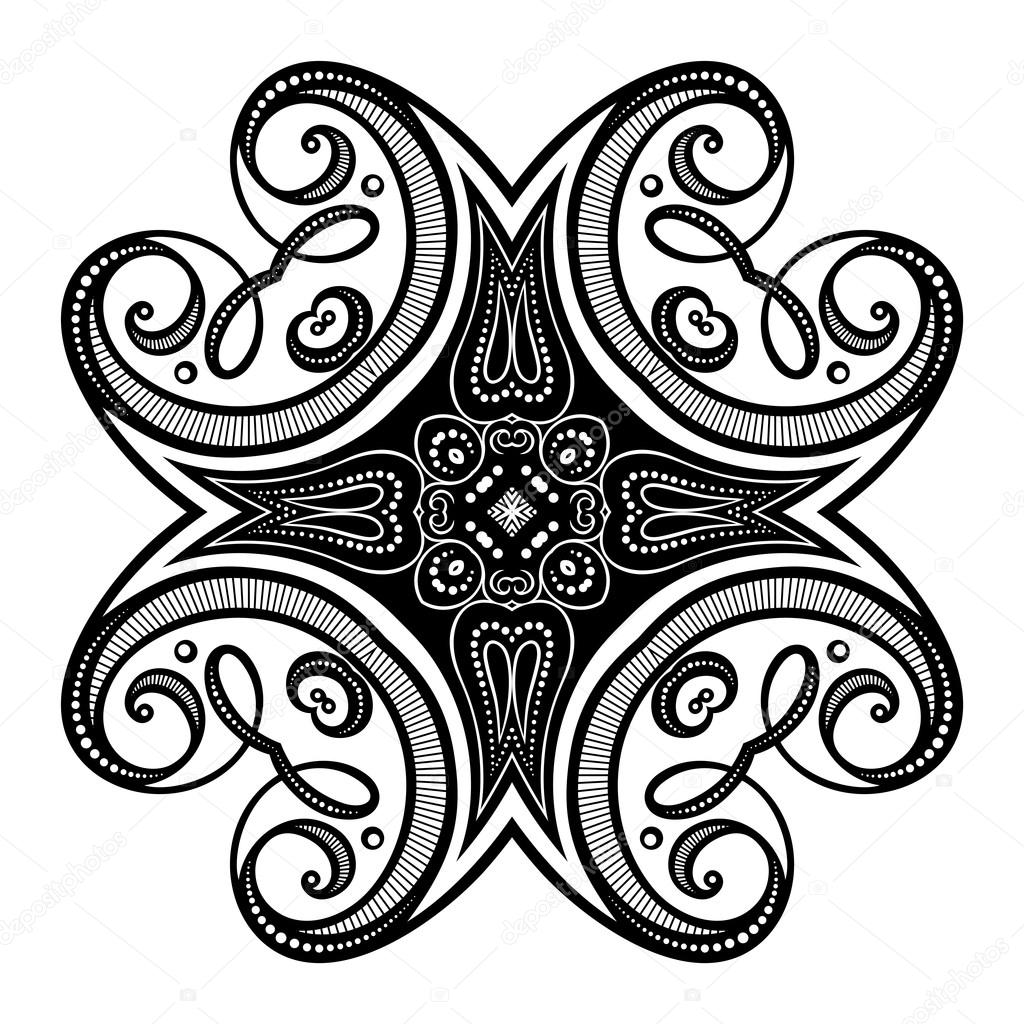 Vector Beautiful Deco Black Square, Patterned Design Element