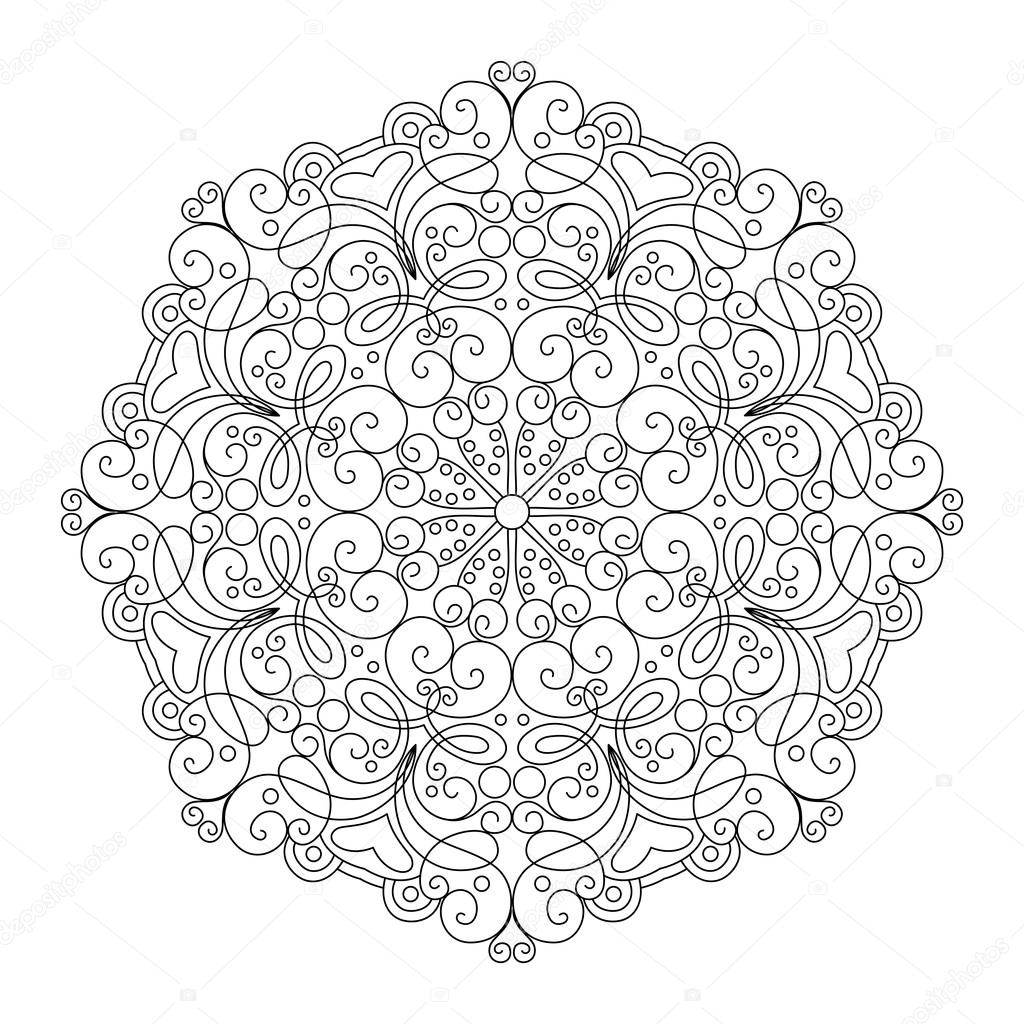 Vector Beautiful Deco Black Mandala, Patterned Design Elemet, Ethnic Amulet