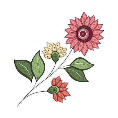 Güzel renkli kontur çiçek