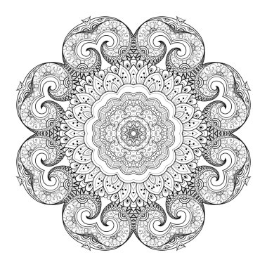 Soyut süs siyah Mandala