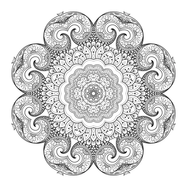 Abstrakt Ornament svart Mandala — Stock vektor