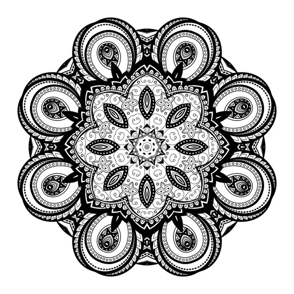 Ornamen Abstrak Mandala Hitam - Stok Vektor