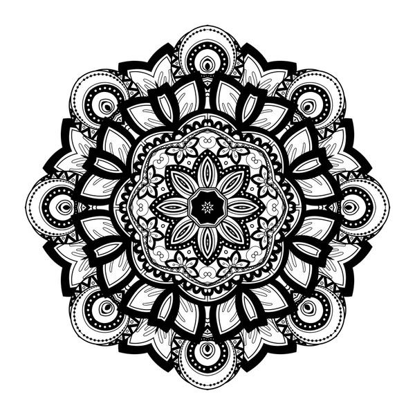 Abstraktní Ornament černý Mandala — Stockový vektor