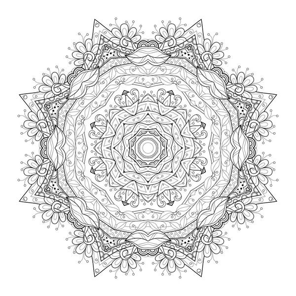Ornamento astratto Mandala nero — Vettoriale Stock