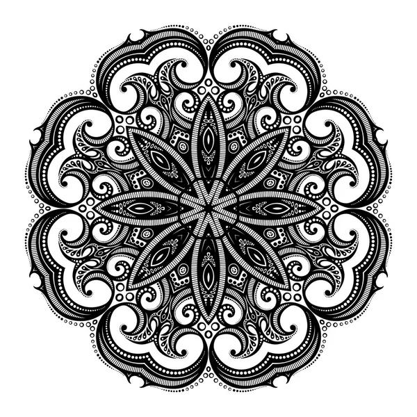 Ornamento astratto Mandala nero — Vettoriale Stock