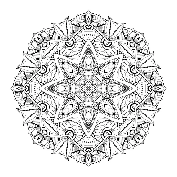 Deco czarny Ornament Mandala — Wektor stockowy