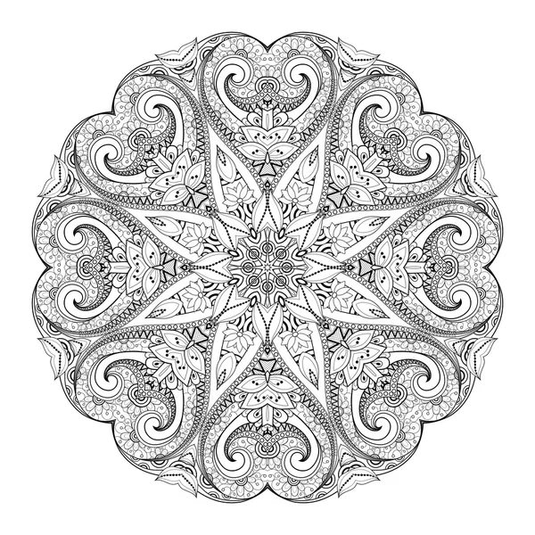 Černá Ornament Mandala — Stockový vektor