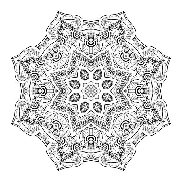 Černá Ornament Mandala — Stockový vektor