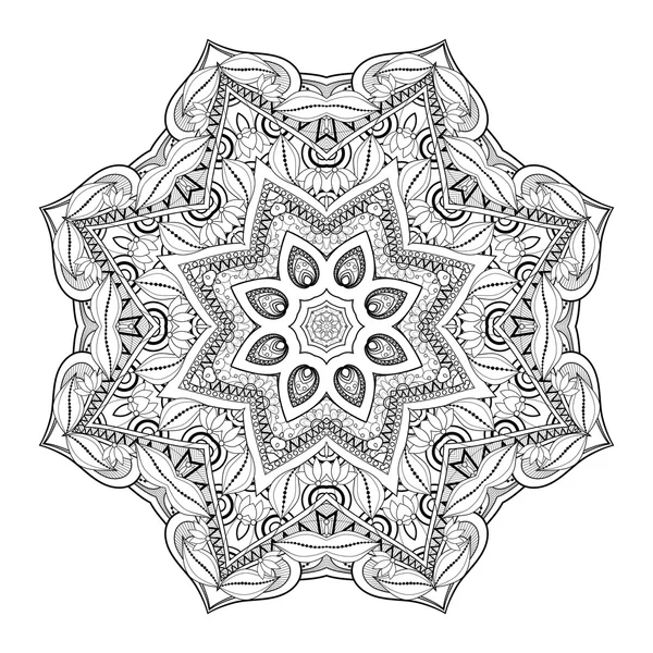 Adorno Deco negro Mandala — Archivo Imágenes Vectoriales