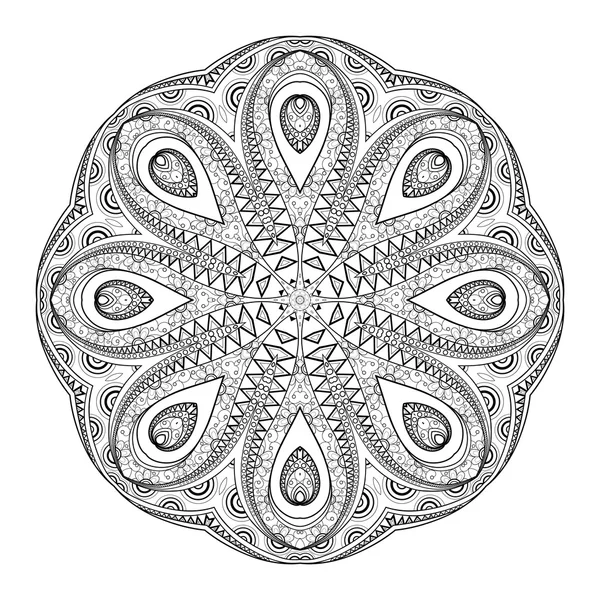 Deco czarny Ornament Mandala — Wektor stockowy