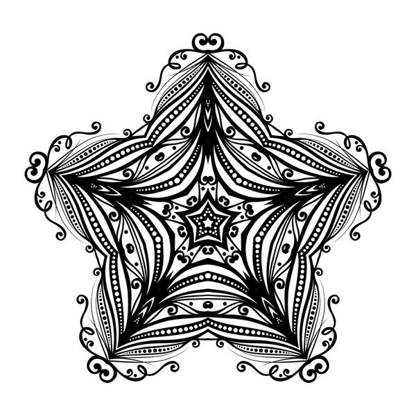 Deco negro ornamento estrella — Vector de stock
