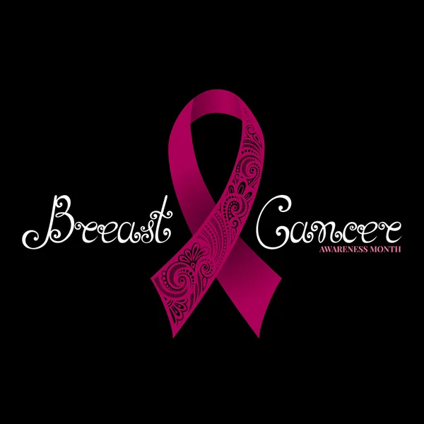 Cartão de fita de câncer de mama — Vetor de Stock