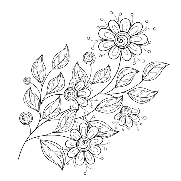 Fleurs de contour monochrome — Image vectorielle