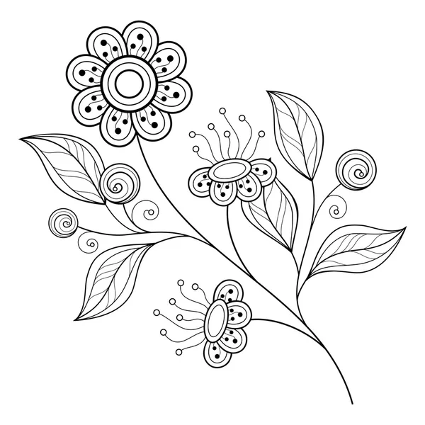 Contorno monocromo Flores — Vector de stock