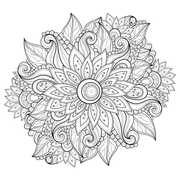 モノクロの抽象的な花柄背景 — ストックベクタ