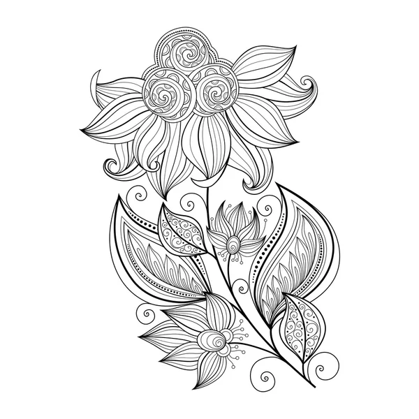 Belle fleur de contour monochrome — Image vectorielle