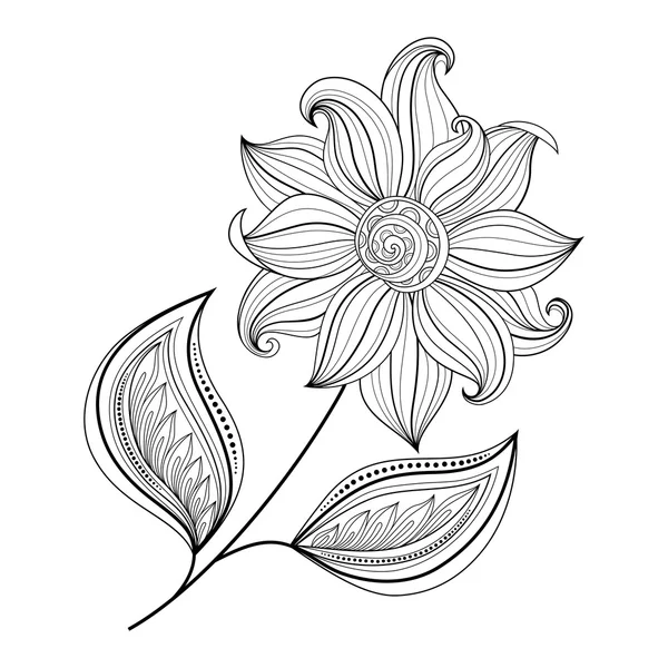 Beautiful Monochrome Contour Flower — Stock Vector