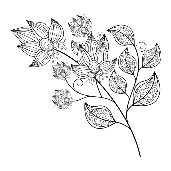 Monochroom Contour bloemen — Stockvector