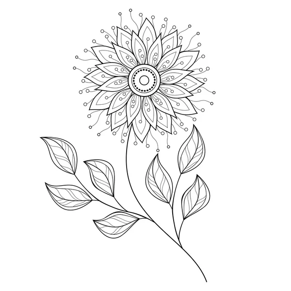 Belle fleur de contour monochrome — Image vectorielle