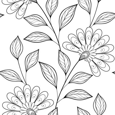 Seamless Monochrome Floral Pattern clipart