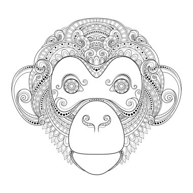 Süslü tek renkli maymun kafası