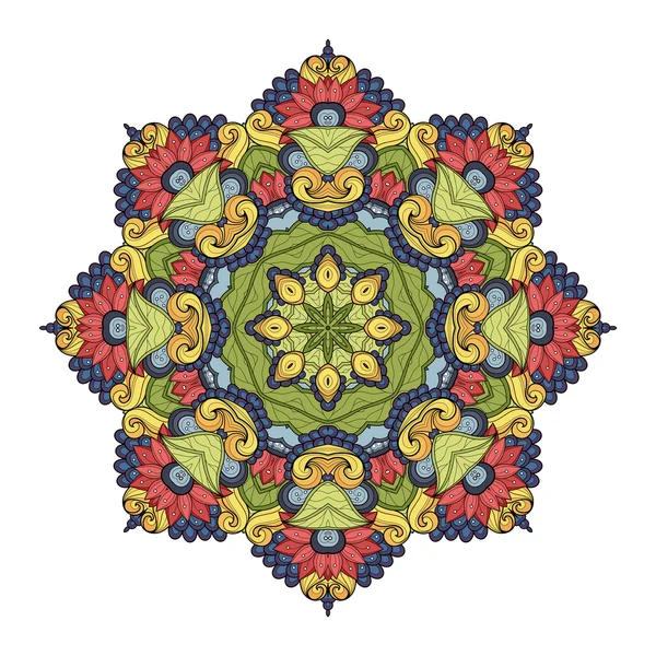 Schöne Deko-Ornament farbiges Mandala — Stockvektor