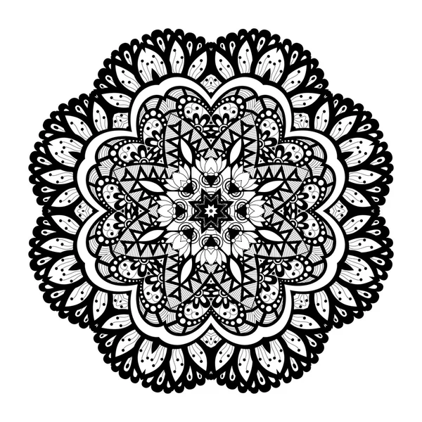 Černá Ornament Mandala — Stockový vektor