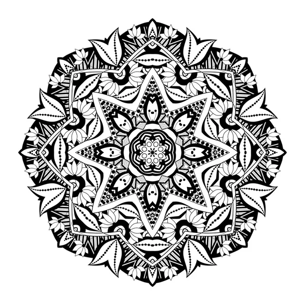 Adorno Deco negro Mandala — Vector de stock