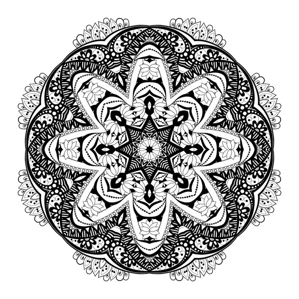 Deco czarny Ornament Mandala — Wektor stockowy