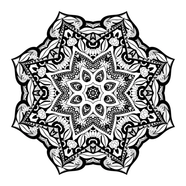 Deco czarny Ornament Mandala — Wektor stockowy