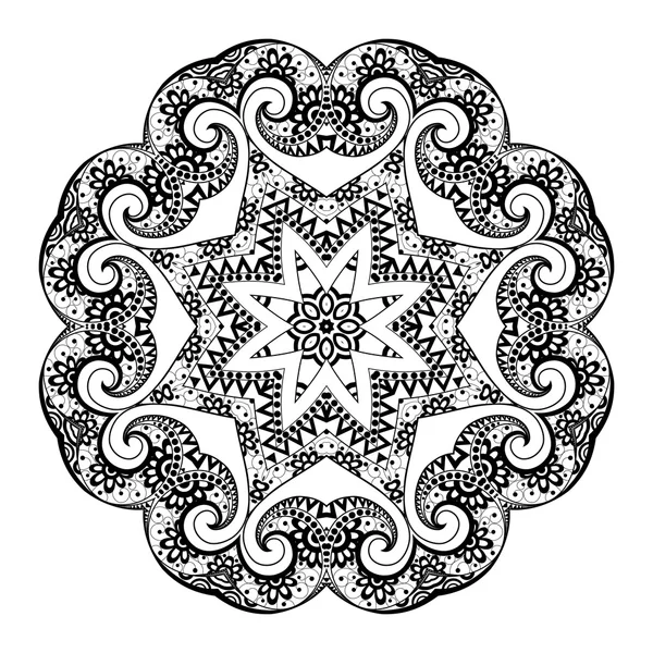 Black Deco Ornament Mandala — Stock Vector