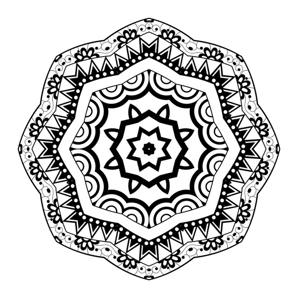 Adorno Deco negro Mandala — Vector de stock