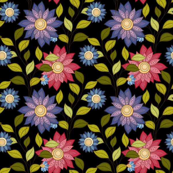 Motif floral coloré sans couture — Image vectorielle